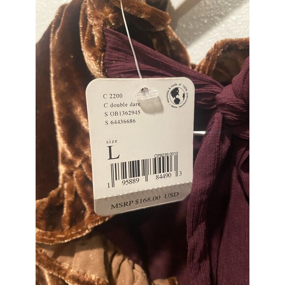 Free People Gum Drop Velvet Minidress in Chocolate Sz L NEW $168 - Picture 8 of 11